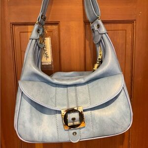 Vintage Light Blue carrion  Bag with Gold-Tone Buckle - jaguar Brand